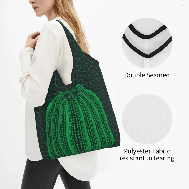 Shopping Bags Custom Yayoi Kusama Abstract Art Pumpkin Groceries Women Fashion Shopper Shoulder Big Capacity Handbag 0d88