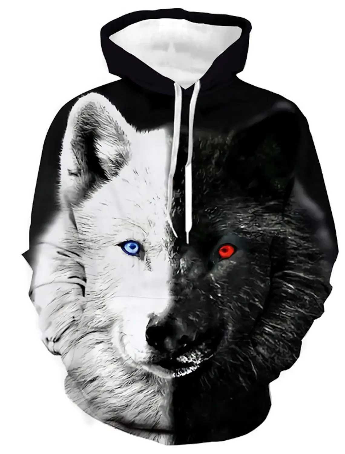 Mens unisex hoodie fashionable Pullover hoodie sports hoodie animal colored wolf print daily exercise 3D printing casual hoodie W240921