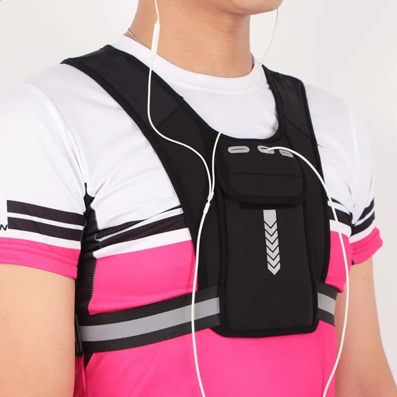 Bicycle running vest chest phone holder reflective backpack trail moisturizing exercise equipment sports water Knapsack 240911
