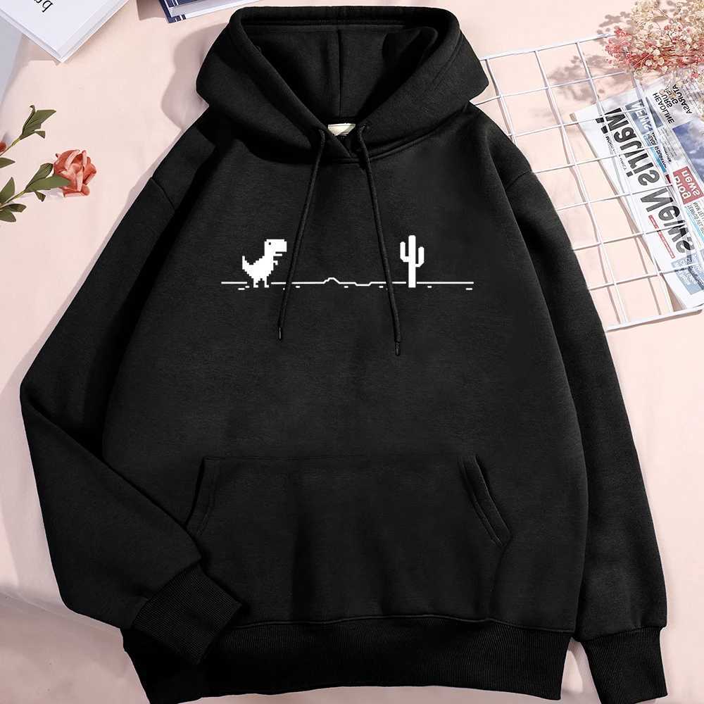 Network Malfunction Little Dinosaur Hoodie Mens New Thick Zipper Hoodie Cute Pocket Sweater Autumn Warm O-Nec Hoodie W240921