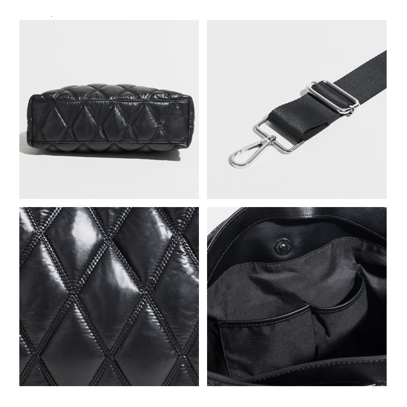 MABULA Simple Tote Quilted Bags For Women 2022 Winter Designer Handbags Nylon Feather Down Padded Crossbody Pillow Purses