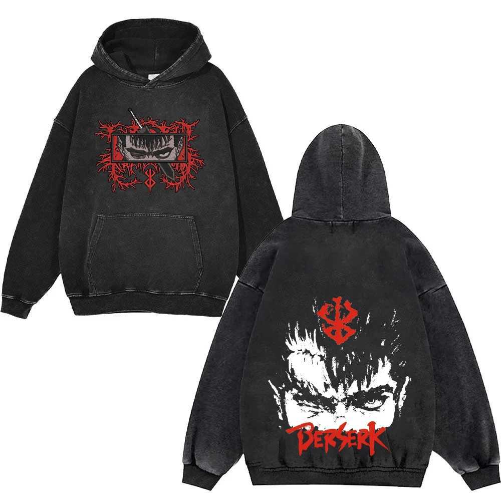 Rampage Anime Hoodie Mens 100_ Cotton Guts Printed Manga Sportswear Gothic Harajuku Pullover Retro Black Street Clothing Autumn W240921