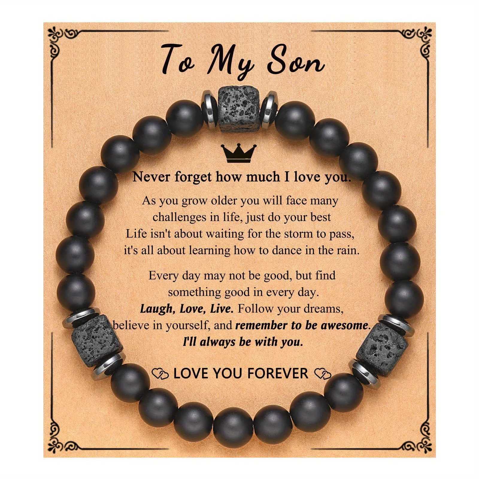 Natural Lava Stone Healing Balance Chakra Bracelet 8mm Black Colored Beads Bracelet For Men Fathers Day Gift Jewelry for SonX240921
