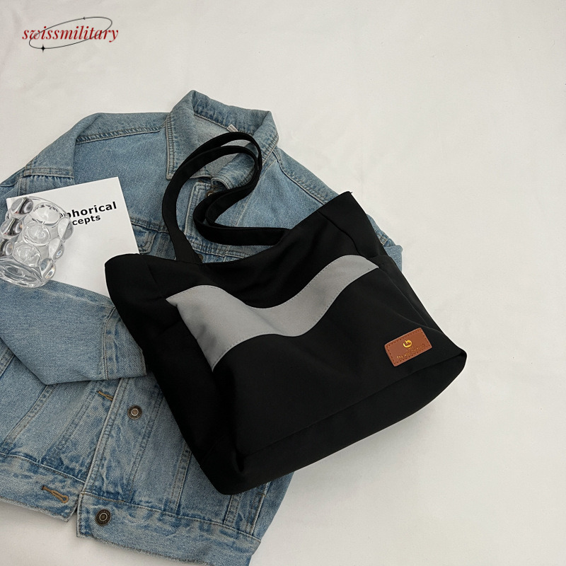 Work commuting large capacity canvas hand-held cloth single shoulder tote bag, autumn and winter feminine style new bag #19 Swissmilitary