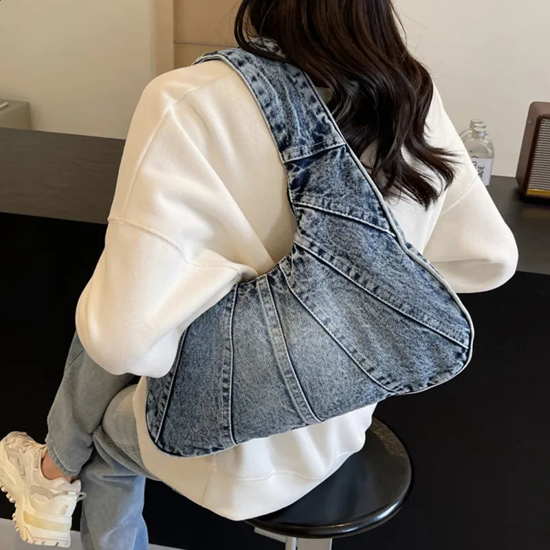 ner Womens Bag Handbag and Wallet Denim Half Moon Shoulder Big Sac 240919
