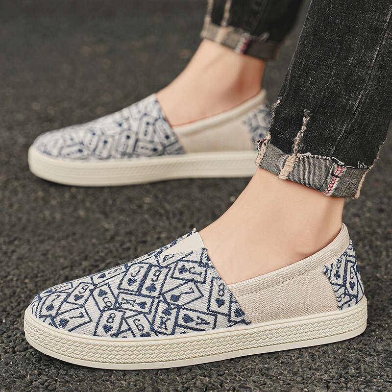 New Summer Fisherman Fashion Print Green Espadrilles Men Loafers Shoe Breathable Slip-On Casual Shoes Man Driving