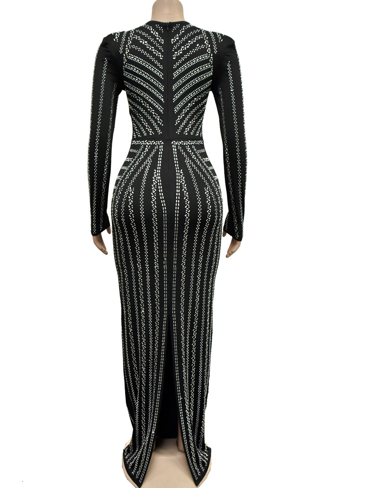 Beyprern Sparkle Sier Rhie Maxi Elegant Party Dresses For Women Crystal Long One-Piece Dress Gown Birthday Outfits