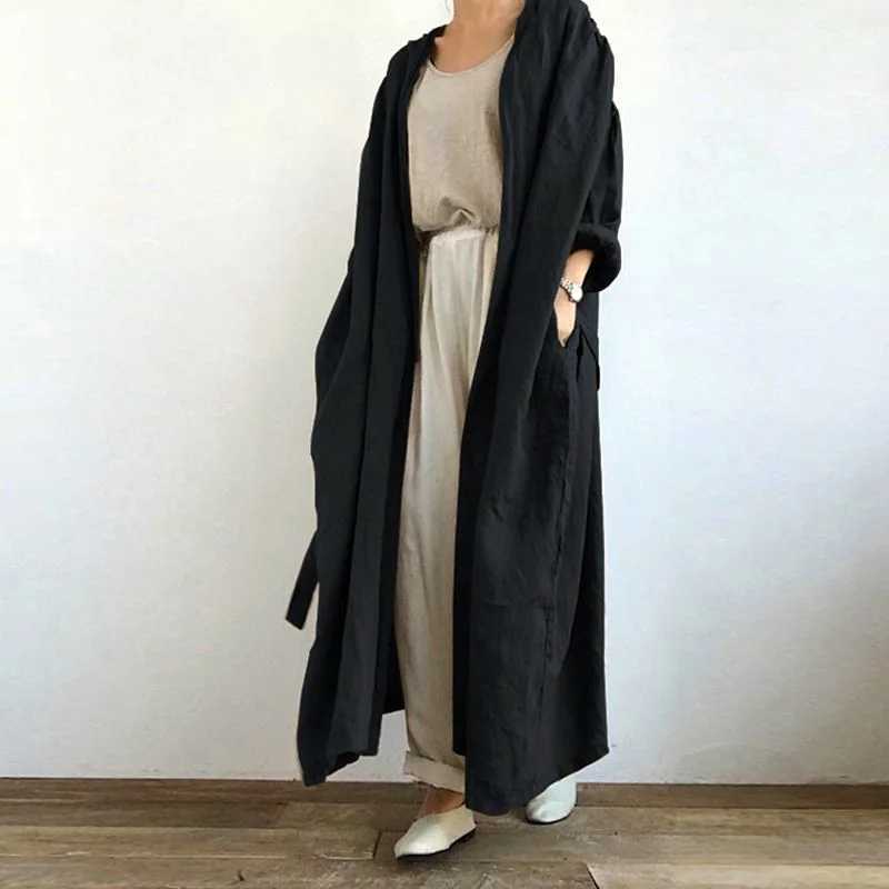New Casual Womens Long Sleeved Shirt Dress Versatile Long Windbreaker Jacket Spring/summer 2024X240921