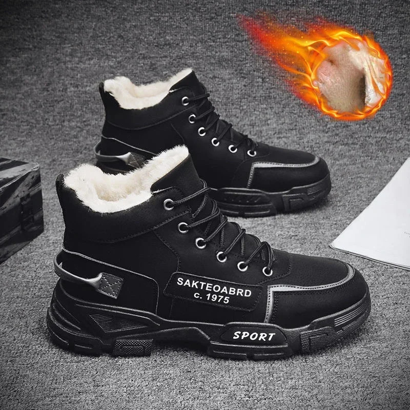 Free shipping designer shoes new men's winter fashion plush snow casual outdoor sports shoes lace up warm shoes anti slip snow boots shoes balanc