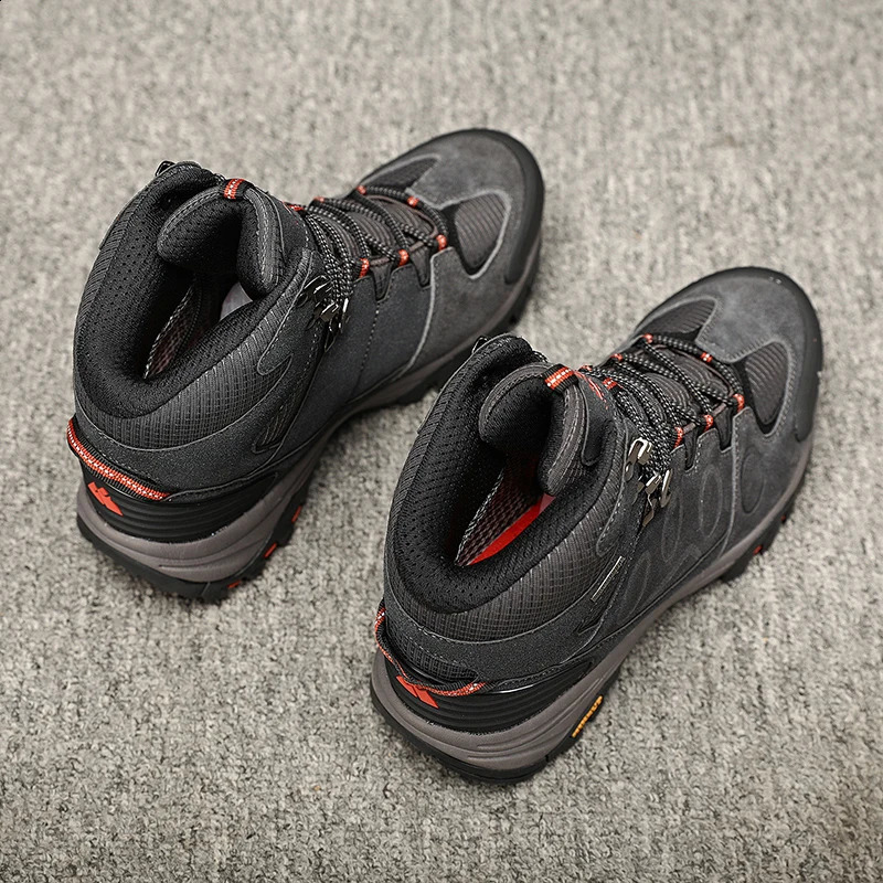 HIKEUP High-Top Men Hiking Boot Winter Outdoor Shoes Lace-Up Non-slip Outdoor Sports Casual Trekking Boots Man Waterproof Suede 240918