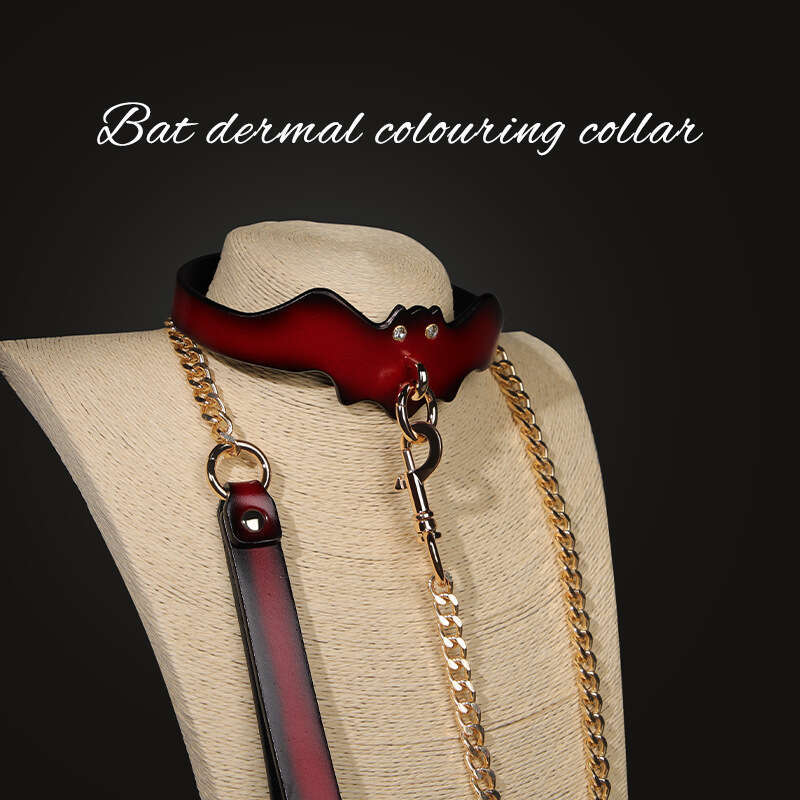 SM Sex Prop Bat Binding Neck Set Female Dog Training Genuine Leather Traction Collar Alternative Adult Products Hair Replacement
