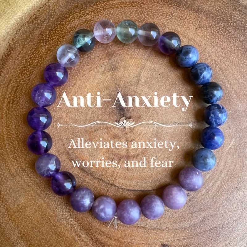 1pc/Anti-Anxiety Stress Reduction Crystal Bracelet Sodalite Fluorite Amethyst Lepidolite - 8mm Stone Jewelry GiftX240921