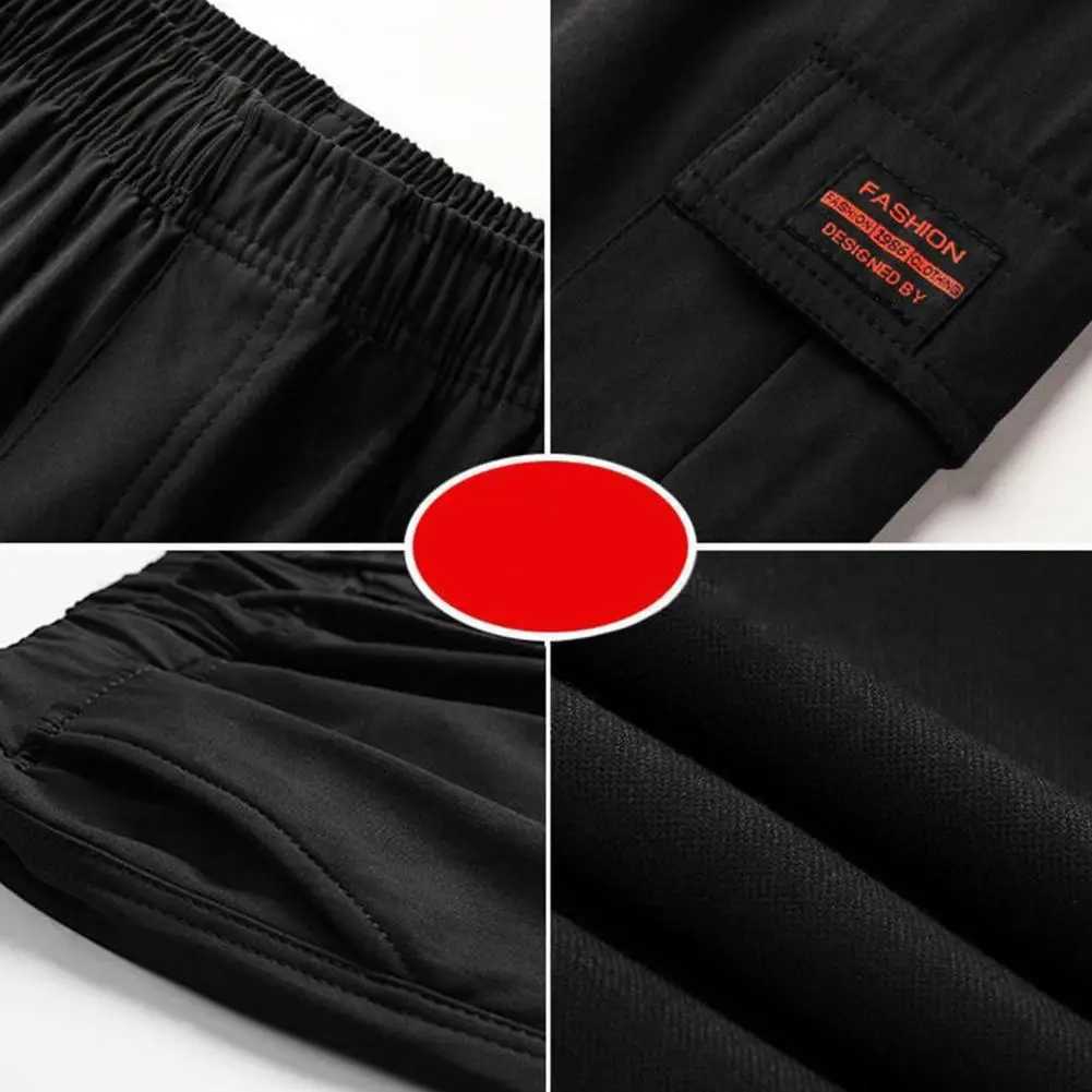 Men Cargo Shorts Loose Quick-drying Knee Length Shorts Solid Color Multi Pockets Straight Soft Breathable Mid Waist PocketsX240921