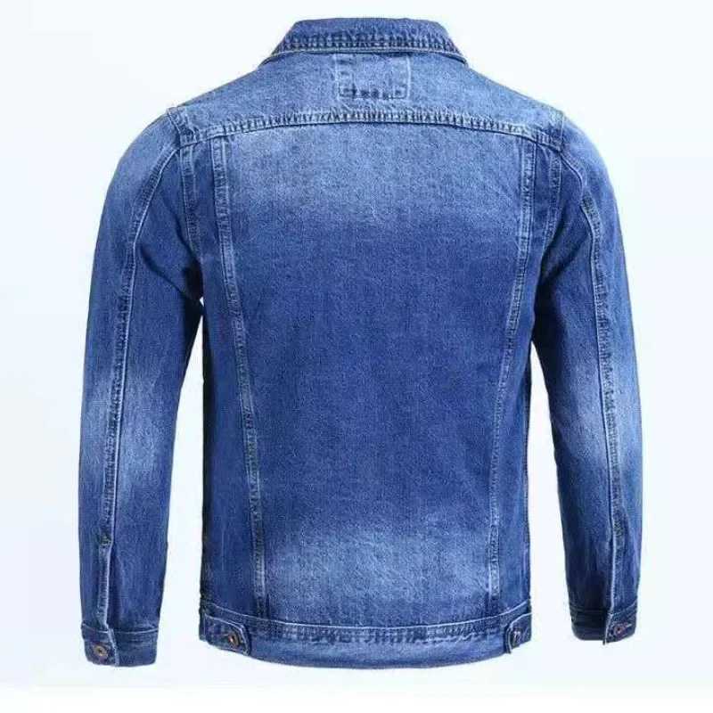 Mens Jean Coats button wide shoulder mens denim jacket light blue Korean fashion popular fabric low-cost G W241011