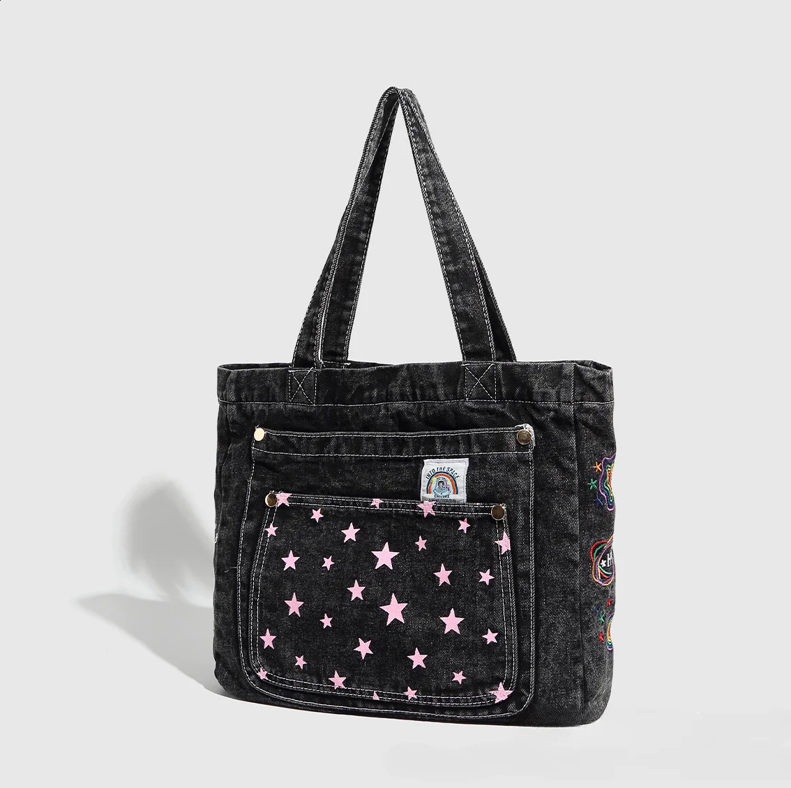 large capacity handbags denim bags commuting for work and shoulder 240919