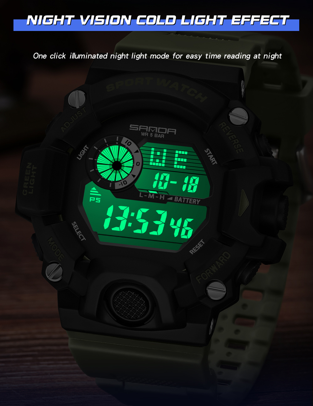 SANDA Digital LED Watch Men Waterproof Sport Men 326 Watch Luxury Brand MilitaryWristwatch For Male Clock Relogio Masculino 03