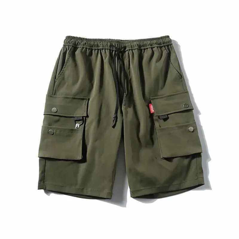 2024 Summer Mens Japanese Cargo Shorts Street Hip Hop Trend Sports Casual Outdoor Loose Drawstring Multi-pocket Straight PantsX240921