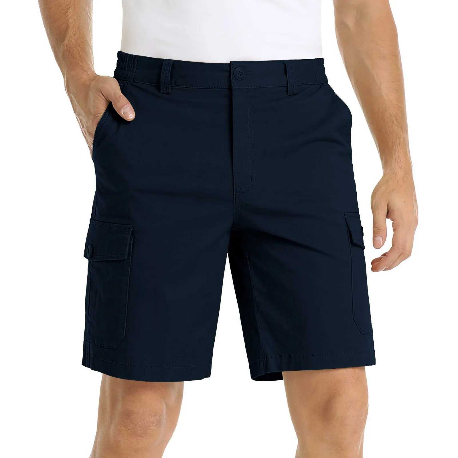 Summer Cotton Shorts MenS Cargo Shorts Outdoor Workwear Multi-Pockets Casual Short Pants Breathable Casual Hiking BottomsX240921