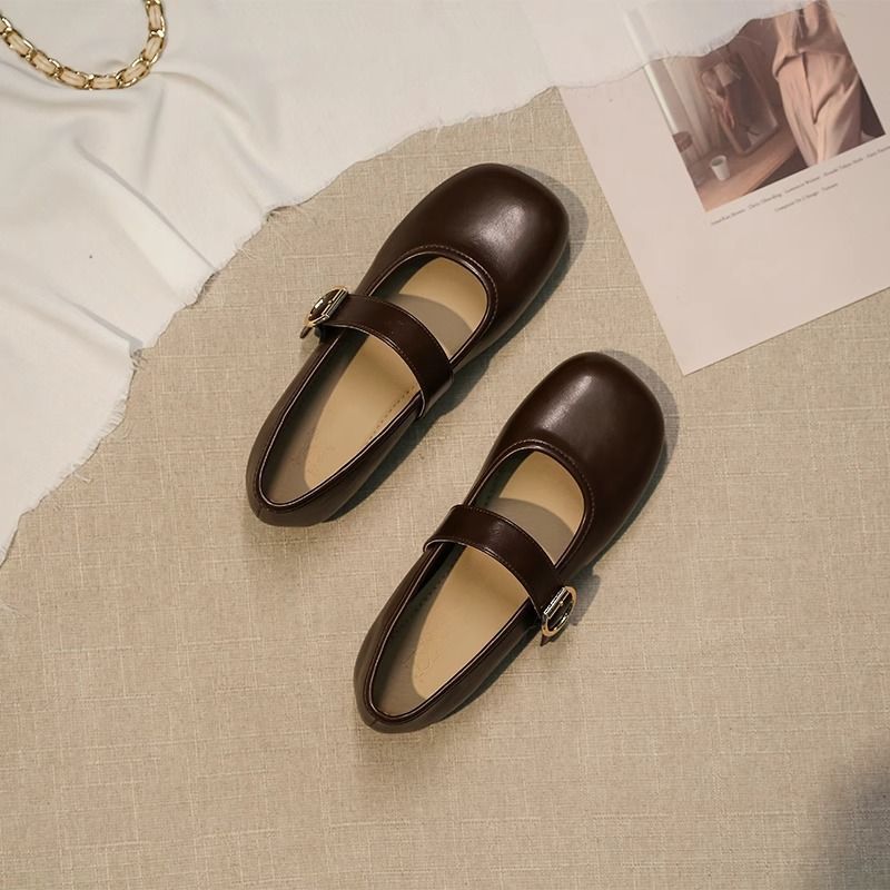 Women Casual Shoes Flat Bottom Soft Sole Breathable Comfort France Gentle Style Simple Design Triple Beige Brown fashion