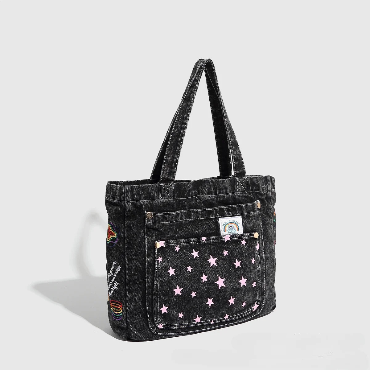 large capacity handbags denim bags commuting for work and shoulder 240919