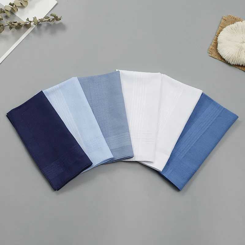 3Pcs 40x40cm Solid Color White Blue Plain Men Handkerchiefs Pocket Hankies Soft Cotton Sweat Square Towels Tea Party FavorsX240921