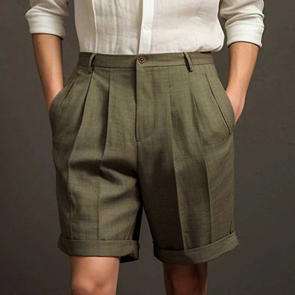 M XXL 2024 Summer Men Shorts for Classic Office Home Solid Color Casual Loose Pants High Elastic Waist Slim Fit Cargo TrousersX240921