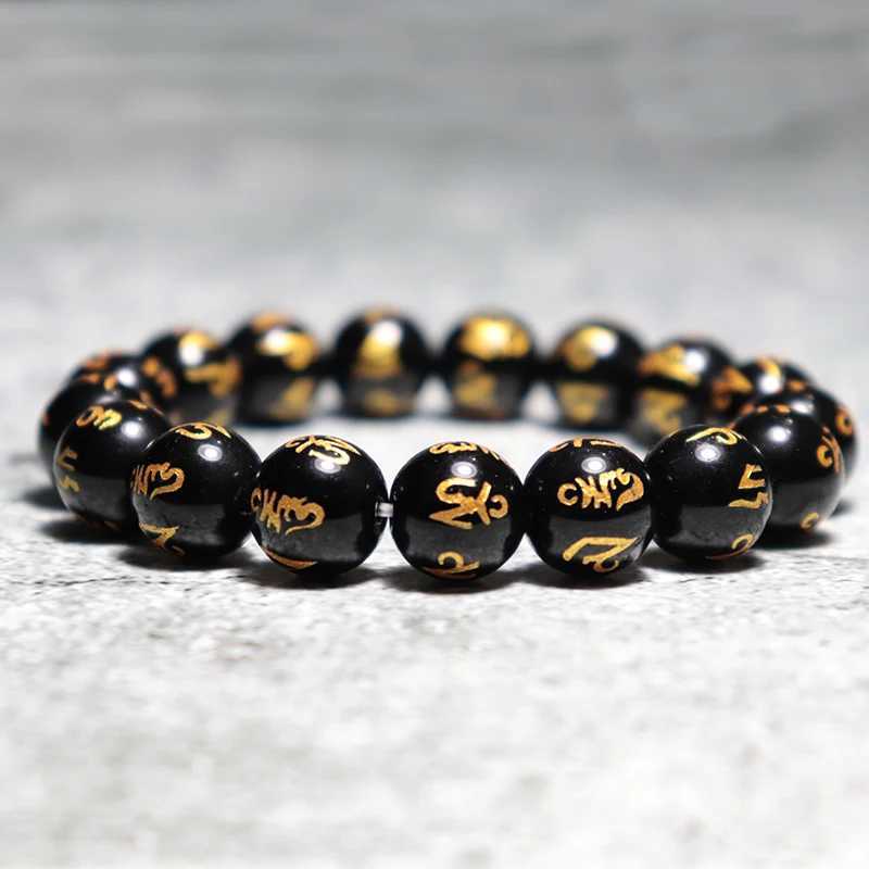 Minimalist Mens Bracelet 6/8/10/12mm Obsidian Stone Braclet Homme Yoga Meditation Prayer Jewelry Beaded Braslet AccessoriesX240921