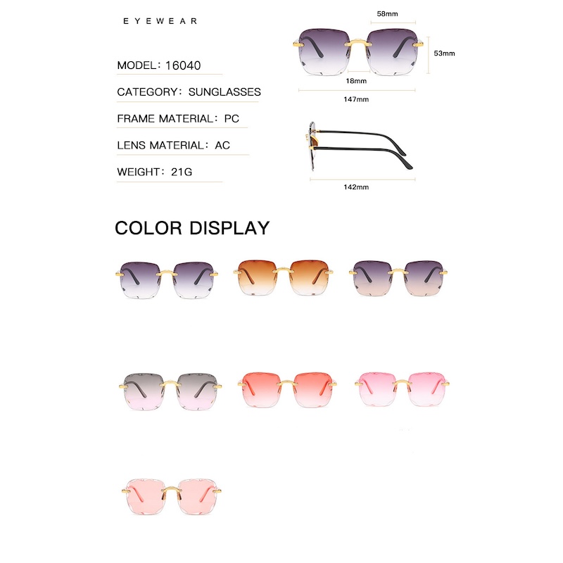 Square Rimless Sunglasses Women Rectangle Fashion Popular Men Shades Small Sun Glasses For Female Male Summer Traveling Purple S139 IVISTA