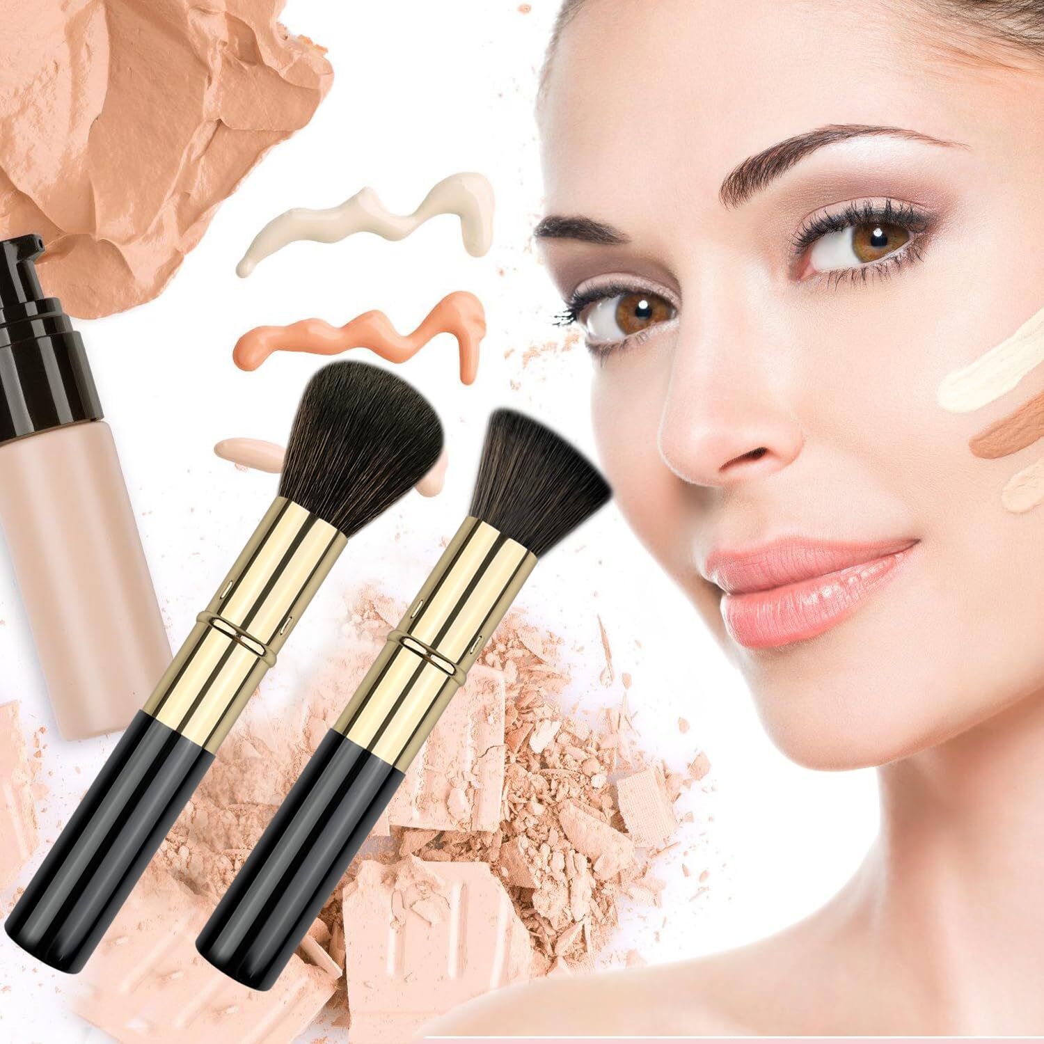 retractable spray gun kabuki brush suitable for all facial makeup and liquid foundation suitable for liquid face cream and foundation makeup aluminum 