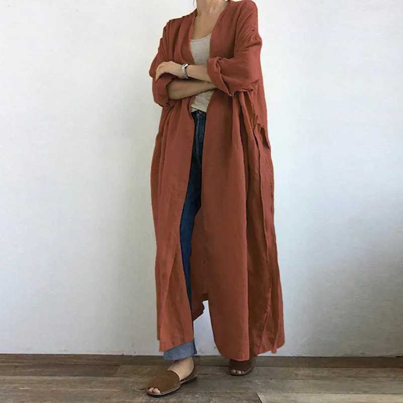 New Casual Womens Long Sleeved Shirt Dress Versatile Long Windbreaker Jacket Spring/summer 2024X240921