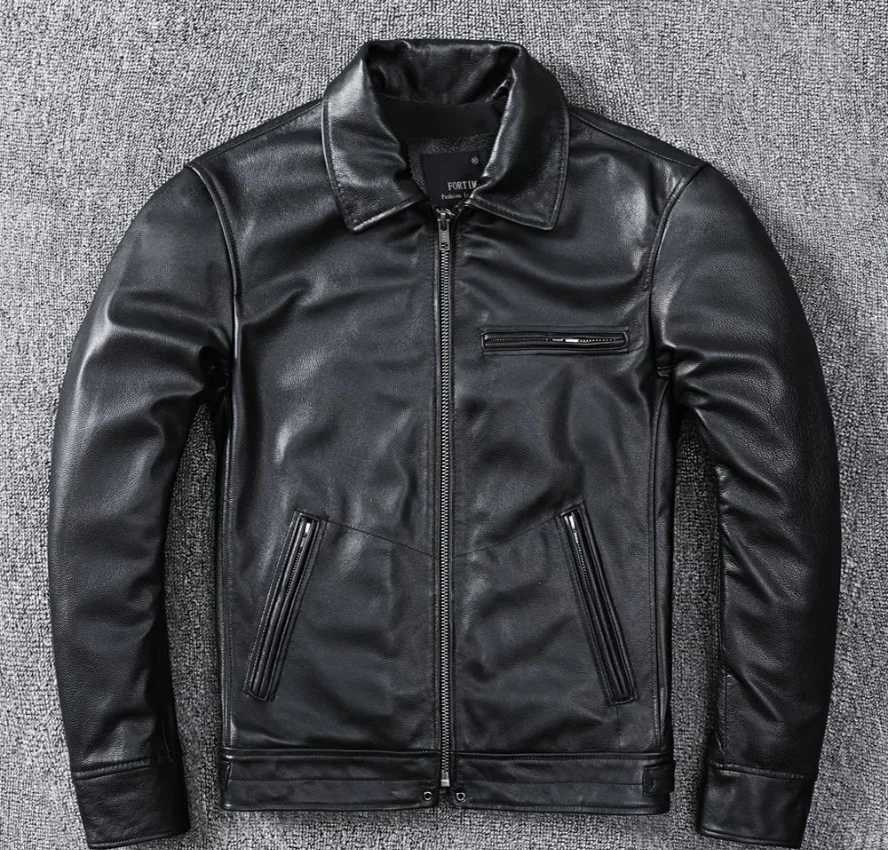 100% natural leather jacket mens winter and spring street clothing sheepskin coat mens motorcycle leather jacket W240918