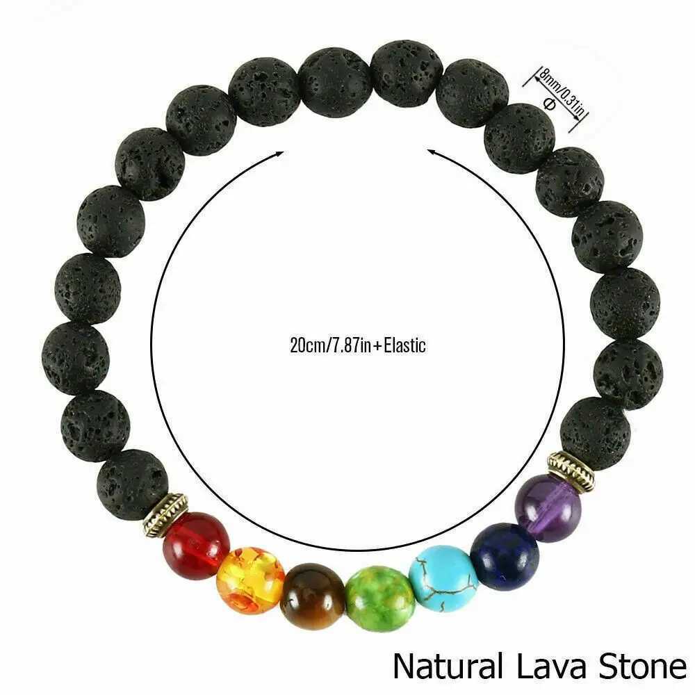 Healing Balance Reiki Amethyst Tiger Eye 8mm Bead Natural Stone Bangle 7 Chakra Bracelet Wristbands Natural StoneX240921