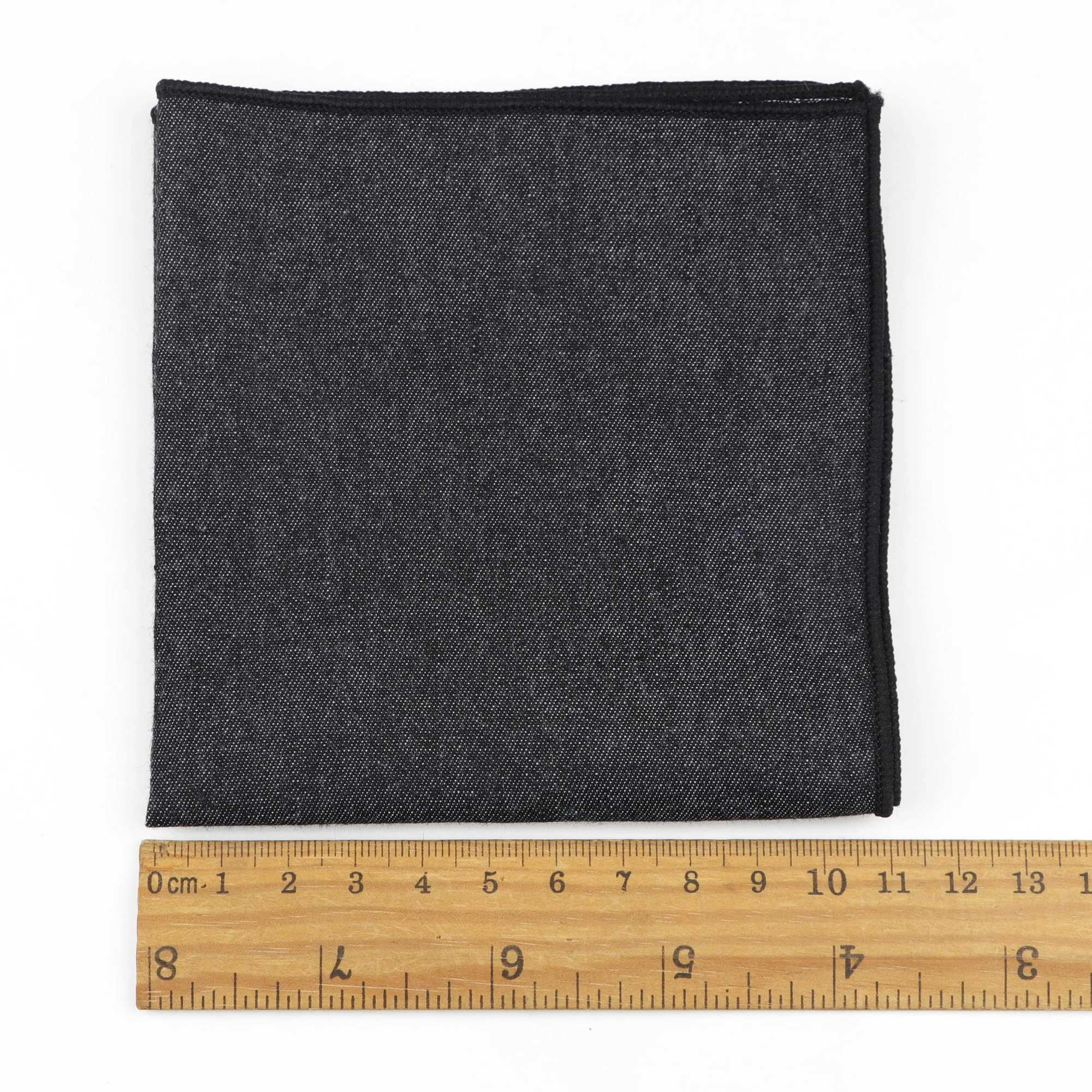 Solid denim cotton handle woven white black and blue pockets square mens casual pocket handkerchief W240921