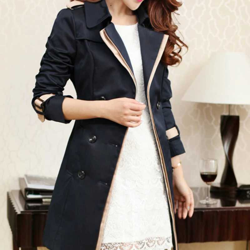 Trench Coat For Women 2022 Autumn Casual Double Breasted Female Long Trench Coats Plus Size Casaco Feminino Ladies WindbreakerX240921