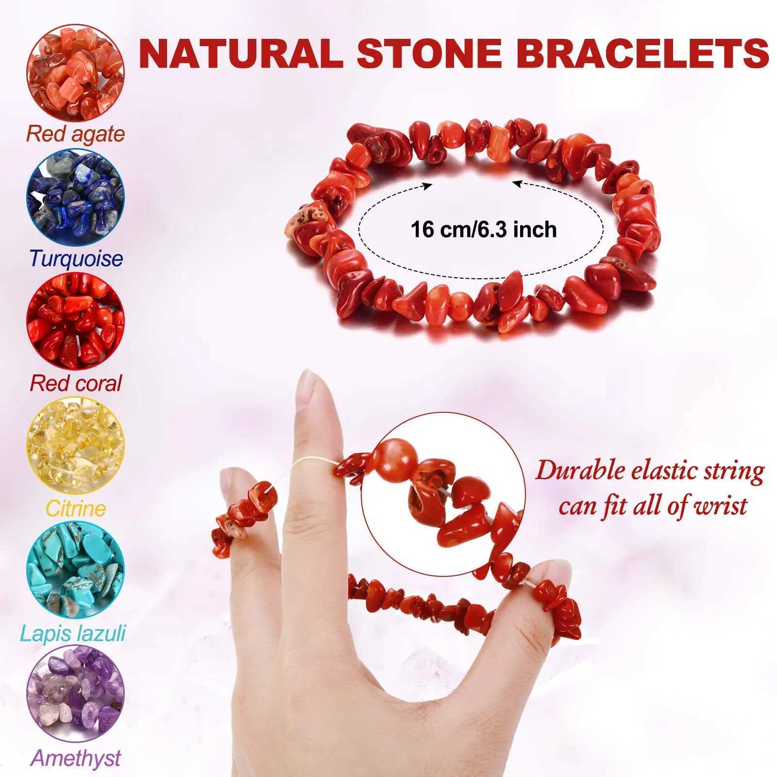 Natural Gemstone Bracelets Chakra Crystal Irregular Chips Beads Stretch Bracelets for Women Align Chakras Promote CommunicationX240921