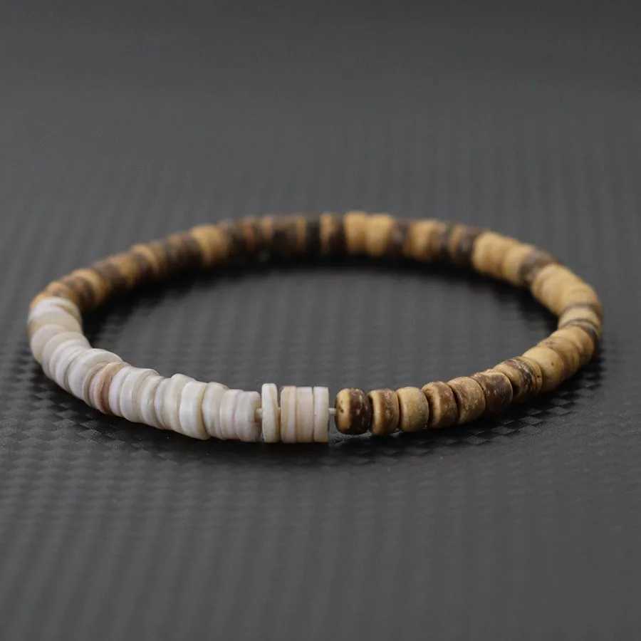 Handmade Coconut Bead Bracelet For Men Natural Meditation Jewelry Accessories Grade A Shell Braclet Beach Surfing Cycling JoiasX240921