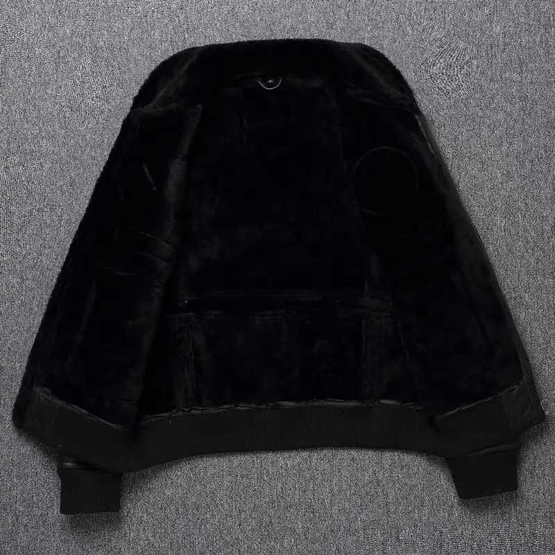 Natural wool jacket mens 8-patch sheepskin jacket mens real sheepskin coat warm and thick winter clothing Asian size W240918