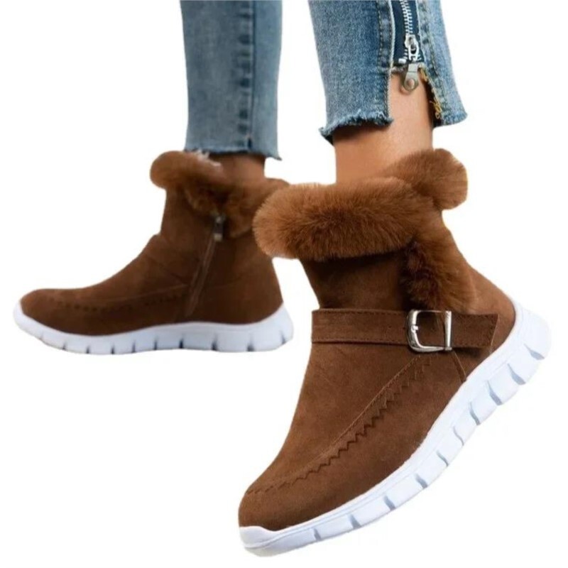 Designer shoes new warm winter women's casual shoes new short furry suede ankle boots flat shoes gladiator sports women's hiking boots snow 