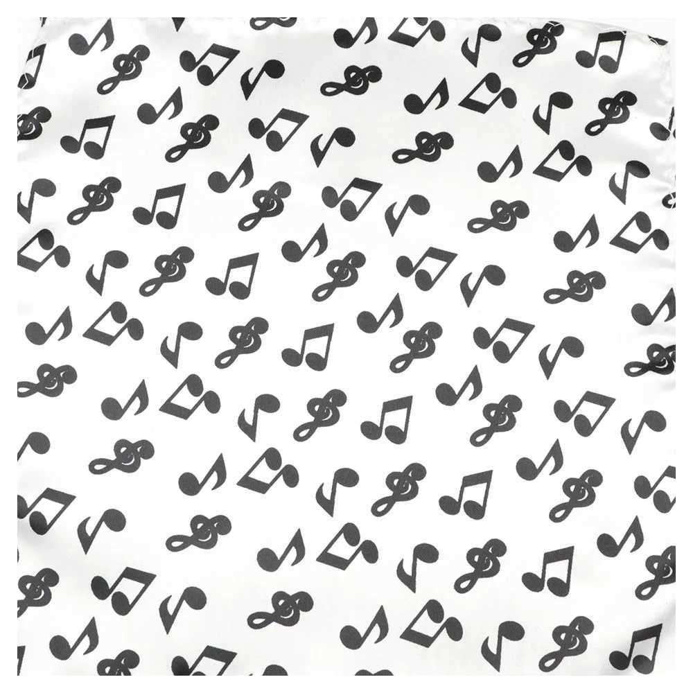 Classic Fashion Mens Handkerchiefs Colorful Musical Notes Printed Piano Guitar Polyester Pocket Square Gift Accessory HankyX240921