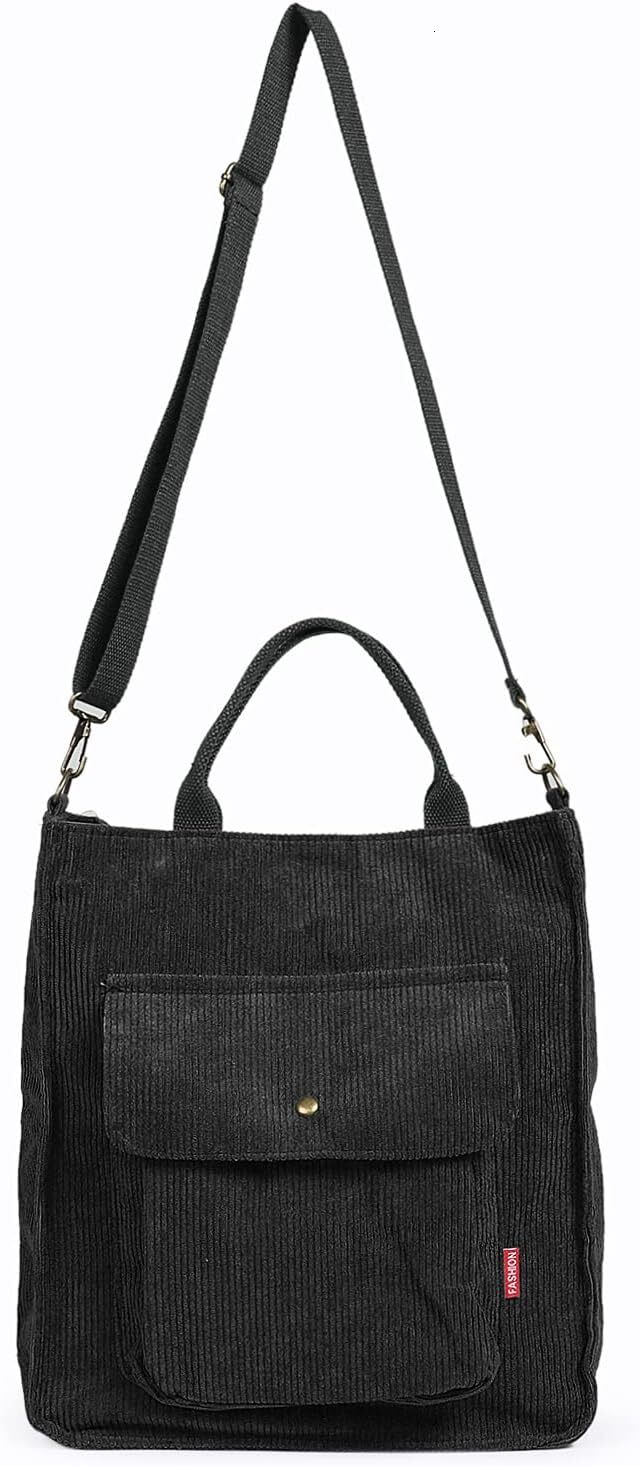 Shoulder bag, women's ribbed veet large capacity casual handbag, shopping bag with zipper and pocket