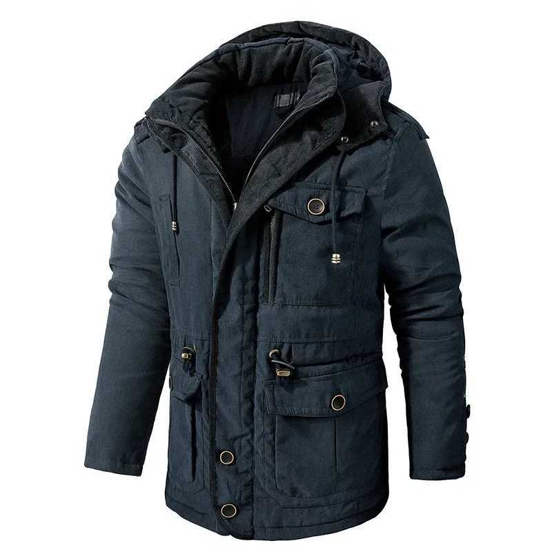 2024 mens cotton Parka cotton pad windproof and warm hooded cashmere jacket thick winter jacket with wool lining for men W240920