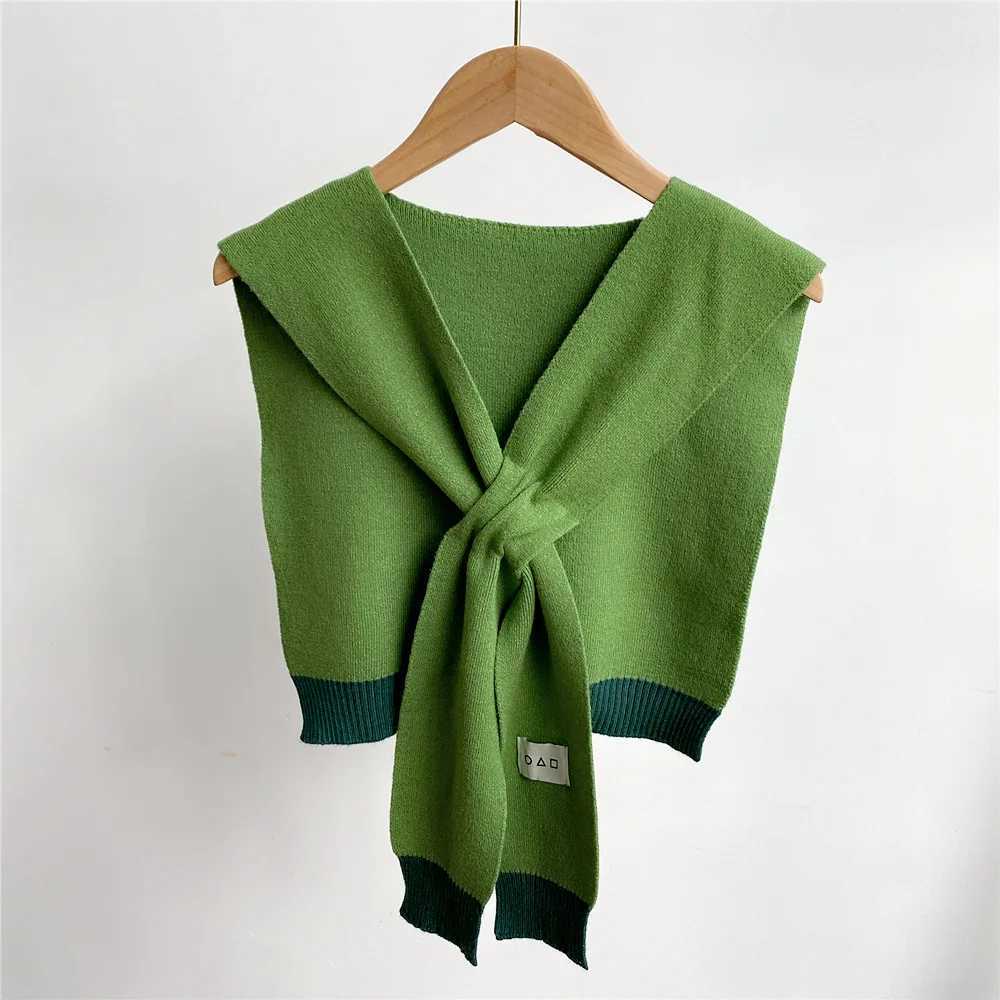 Raincoat Korean Air Conditioning Room Knitted Shawl Womens Spring and Autumn Knitted Cross Shawl Fashion Wrap Solid Shawl W240921