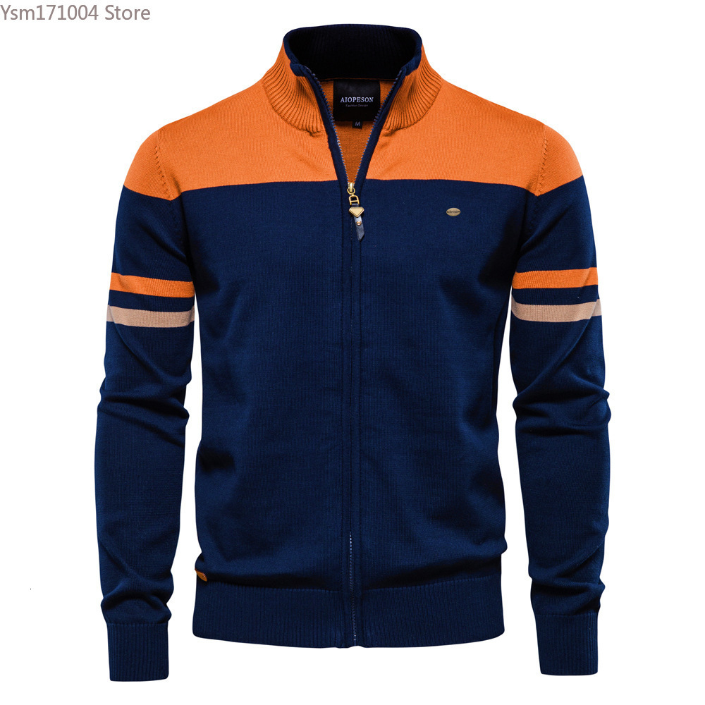 Solid Color Basic Business Casual Zipper Knitted Cardigan High-Quality Men's Knit Sweater Mens Clothes