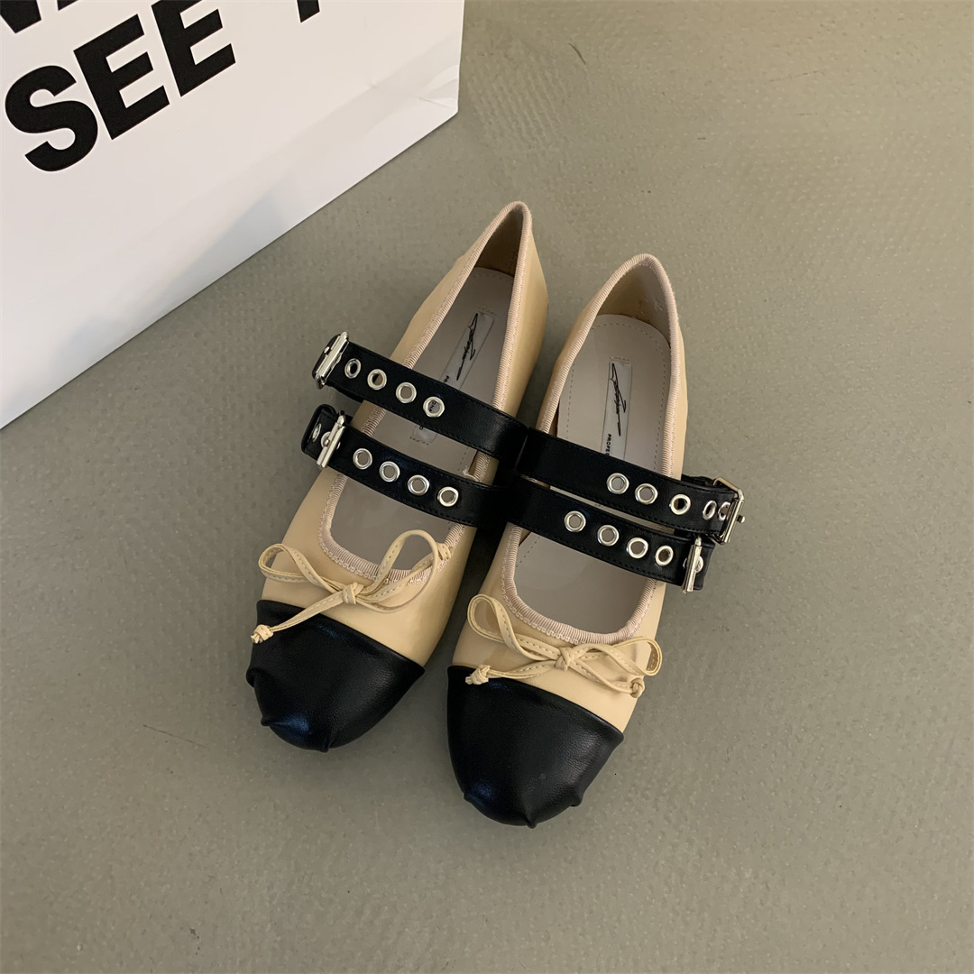 French bow ballet Mary Jane shallow mouth flat sole single shoes, 2024 autumn women's shoes