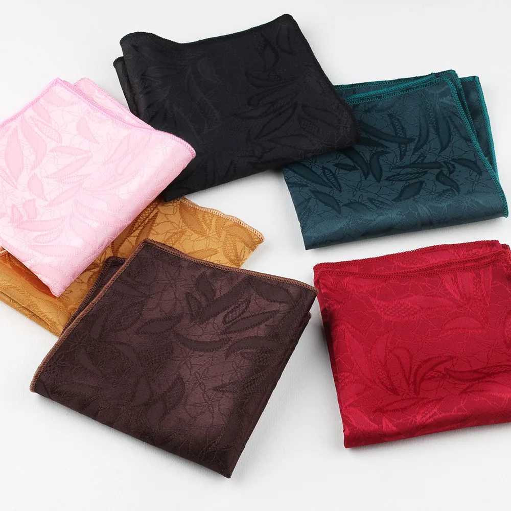 New Trendy Mens Polyester Flower Pocket Square Soft White Brown Handkerchief Floral Pattern Towel Hanky Tuxedo Suit AccessoriesX240921