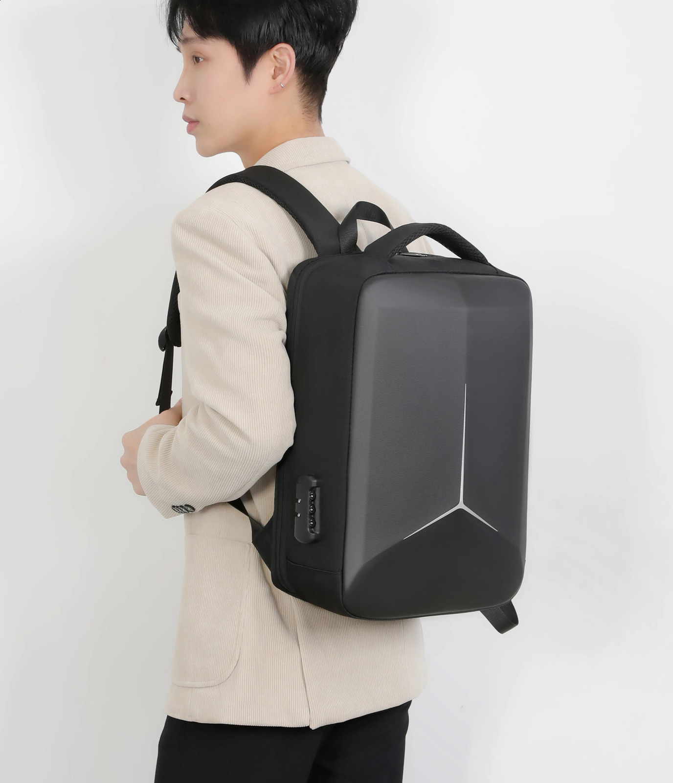 15 inch mens travel backpack waterproof and cut resistant worry free commuting bag hard shell laptop business 240919