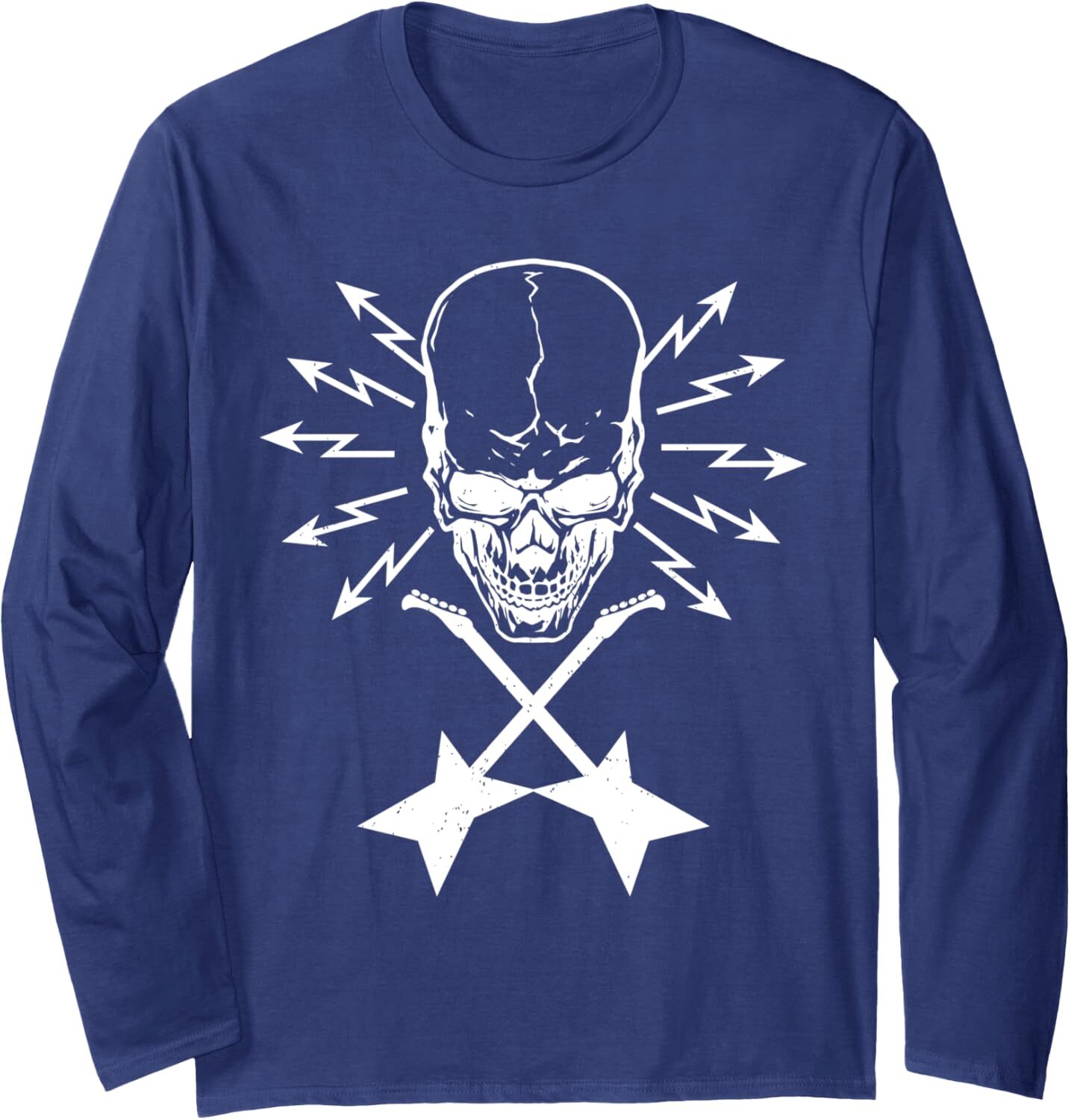Long Sleeve Shirts for Men sweatshirt Electric Skull Rock Crossing Guitars Rocker Long Sleeve Tee Streetwear Casual tops clothes