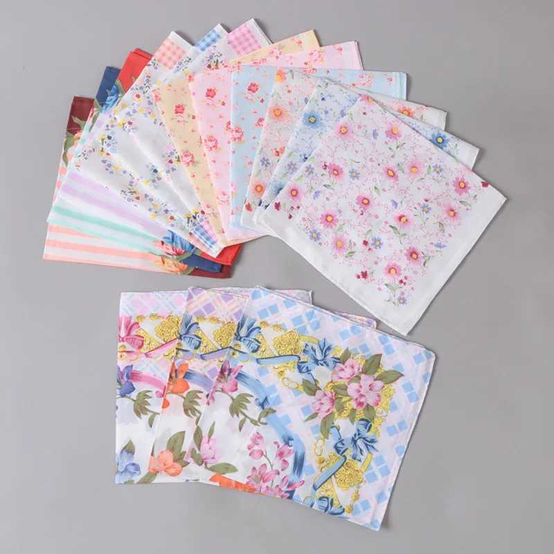 3Pcs 43x43cm Square Printed Womens Handle Retro Cotton Towel Mothers Day Gift W240921
