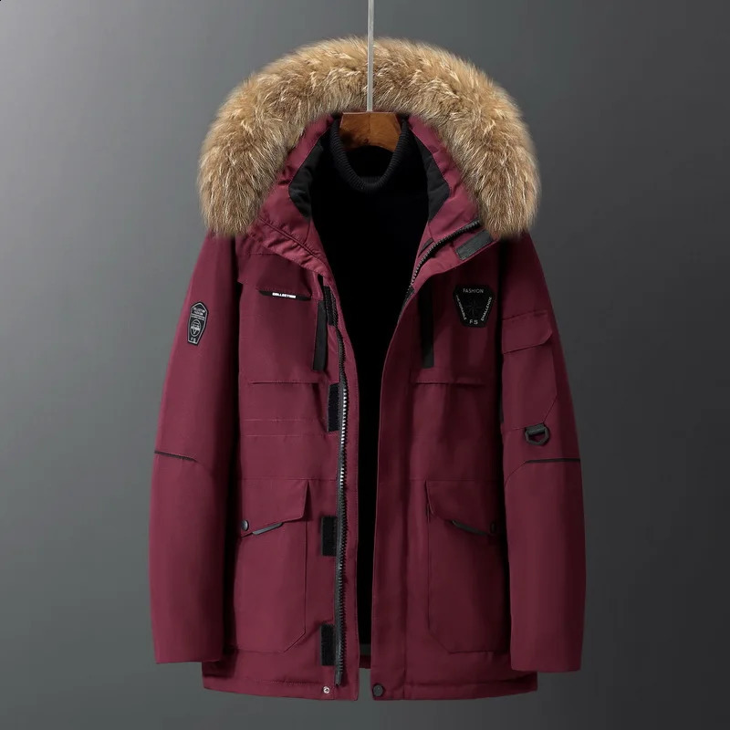 Winter Men Hooded Fur Collar Duck Down Coats High Quality Male Casual Warm Down Jackets Windproof Waterproof Winter Coats 4X 240909