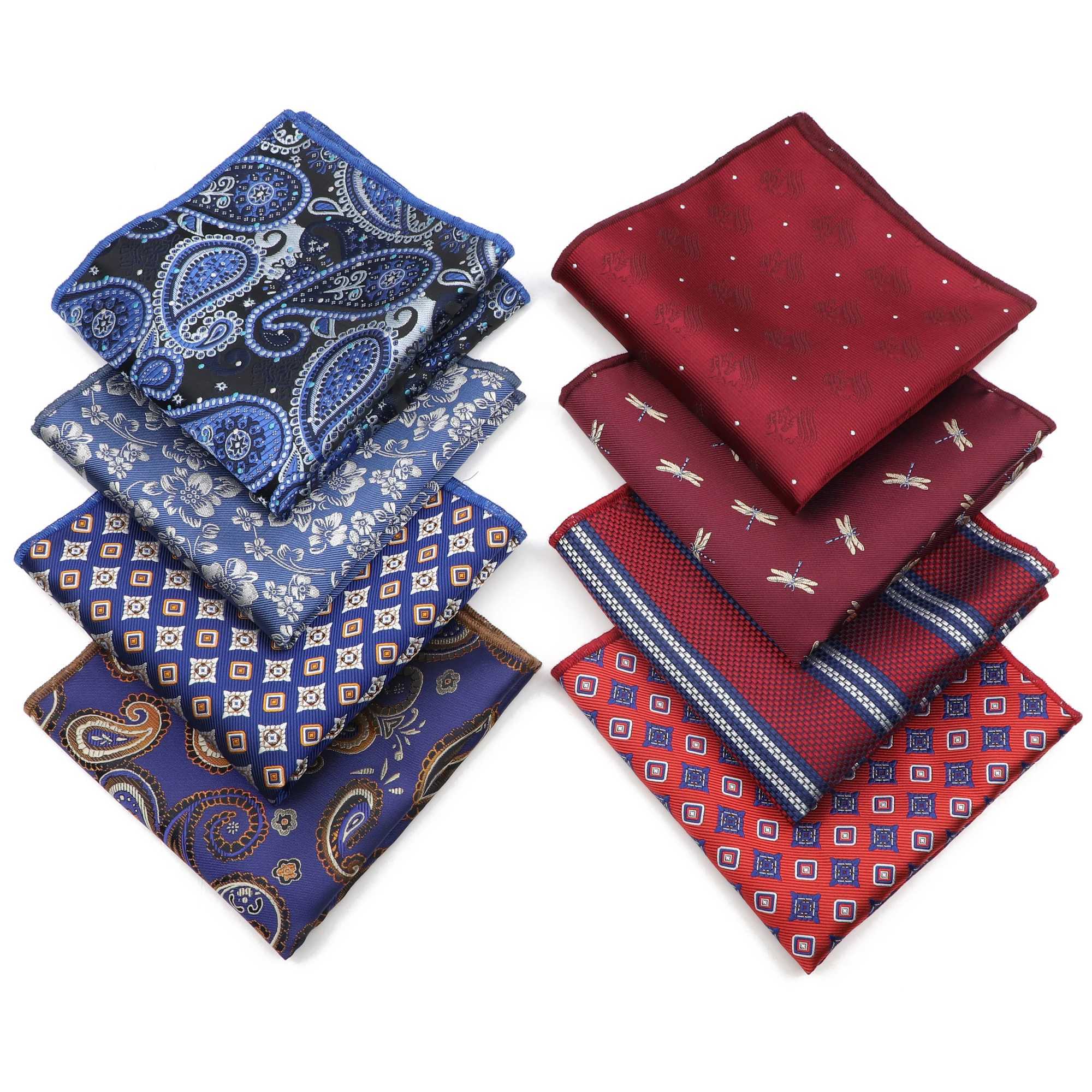45 colors various styles 25cm mens pocket square handle blue Paisley stripe Hanks mens party evening dress set accessories W240921